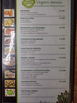 Menù at Licchio's Bar in Taormina