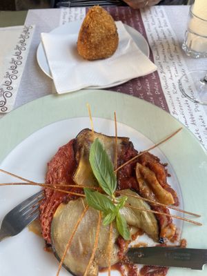 Arabcino & vegan lasagna   #Veganuary at Licchio's Bar in Taormina