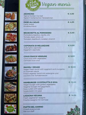 Menu #Veganuary at Licchio's Bar in Taormina