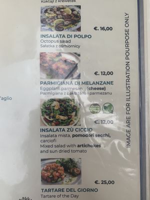 Menu 1  at Licchio's Bar in Taormina
