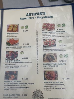 Menu 2  at Licchio's Bar in Taormina