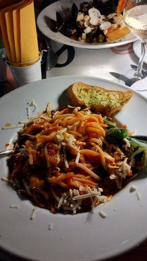 Pasta alla norma con formaggio vegano at Licchio's Bar in Taormina