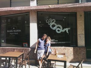 boyfriend and me in this amazing vegan restaurant :D at Black Mamba Burgers and Records in Porto