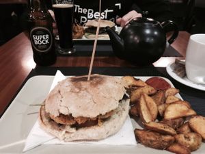 tasty bread, but way to dry burgers at Black Mamba Burgers and Records in Porto