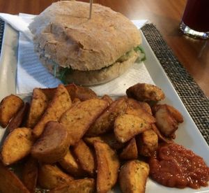 Vegan Burger at Black Mamba Burgers and Records in Porto