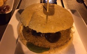 shiitake burger at Black Mamba Burgers and Records in Porto