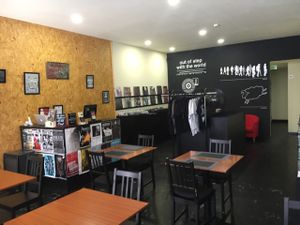 the vinyl shop  at Black Mamba Burgers and Records in Porto