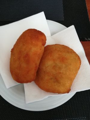 Vegan kind of croquetas, tasty!! at Black Mamba Burgers and Records in Porto
