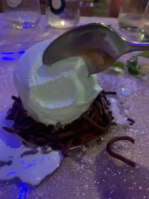 Chocolate Spaghetti with Mint Ice Cream  at Ristorante Da Mario alla Fava in Venice