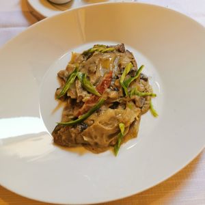 Eggplant and sun-dried tomatoes lasagna at Ristorante Da Mario alla Fava in Venice