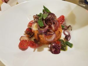 the Pompodoro pie starter! at Ristorante Da Mario alla Fava in Venice