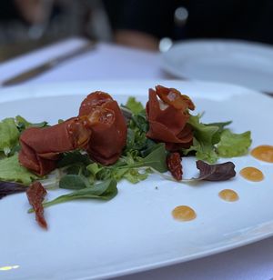 Bresola stuffed with smoked tofu cream  at Ristorante Da Mario alla Fava in Venice