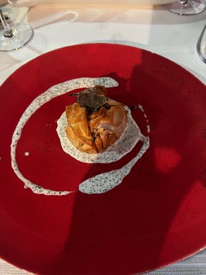 Beetroot parcel with pistachios cream  at Ristorante Da Mario alla Fava in Venice
