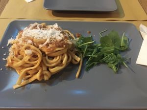 This is how tagliatelle with seitan ragout looked like at Il Vegano Bistrot in Florence