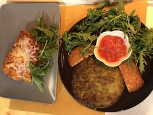 Lasagna (up) - Omelette (bottom) at Il Vegano Bistrot in Florence