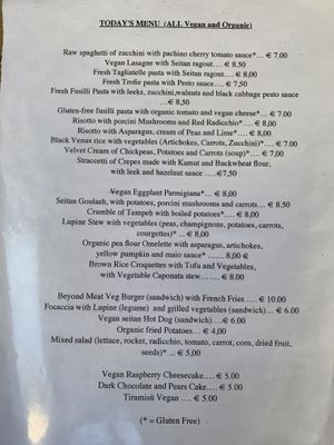 The menu as of May 2022  at Il Vegano Bistrot in Florence