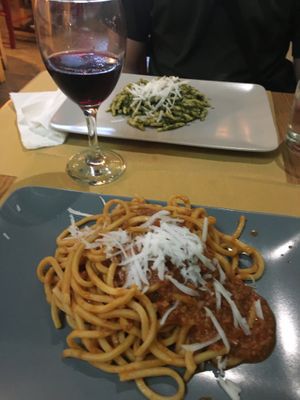 1. Pesto pasta - 2. Tagliatelle with seitan ragout (both 10/10)  at Il Vegano Bistrot in Florence