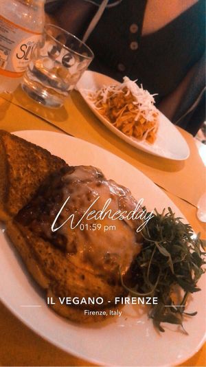 Tagliatelle with seitan ragù and eggplant parmigiana   at Il Vegano Bistrot in Florence