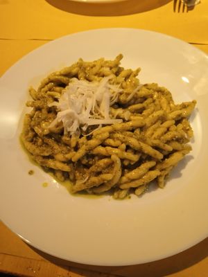 Fresh pasta with pesto at Il Vegano Bistrot in Florence