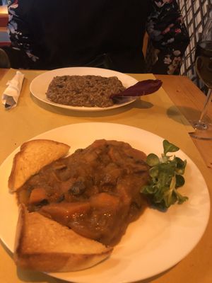 Risotto and goulash, both yum    at Il Vegano Bistrot in Florence