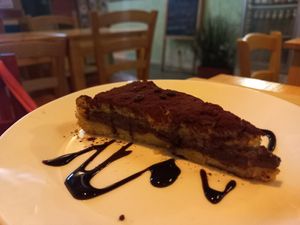 Choco and pear cake at Il Vegano Bistrot in Florence
