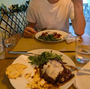 Lasagne vegan and melanzane alla parmigiana  at Il Vegano Bistrot in Florence