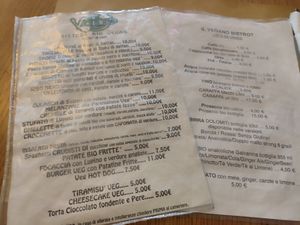 Menù at Il Vegano Bistrot in Florence