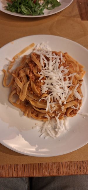 Tagliatelle with seitan ragu at Il Vegano Bistrot in Florence