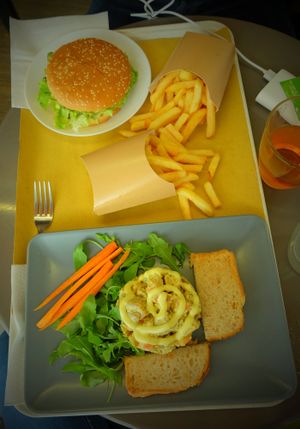 "Chicken" salad + frite potatoes at Il Vegano Bistrot in Florence