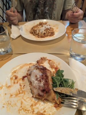 Lasagne (partially eaten, sorry!) at Il Vegano Bistrot in Florence