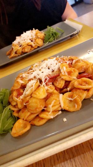 Orecchiette in tomato sauce at Il Vegano Bistrot in Florence