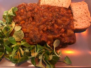 Seitan goulash at Il Vegano Bistrot in Florence