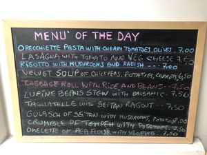 Menu in English at Il Vegano Bistrot in Florence