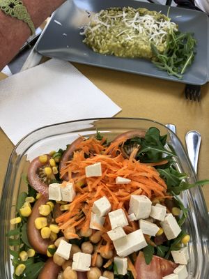 Vegan salad & aspargus risotto at Il Vegano Bistrot in Florence