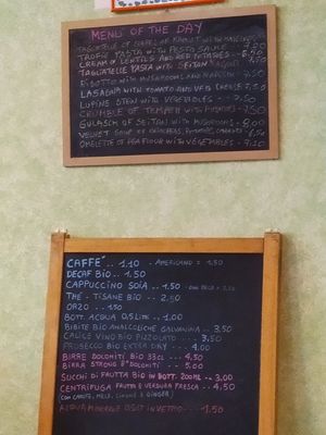 Menu of the day at Il Vegano Bistrot in Florence