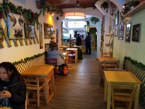 Inside, searing for 26 at Il Vegano Bistrot in Florence