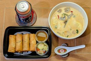 Tom Kah Soup with Vegetables and Tofu, Imperial Rolls with Pickled Vegetables (delivery) at Mai Thai Restaurant and Bar in Boise