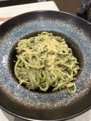 Tagliolini con pesto di cavolo nero e mandorle   at Amaranto in Ravenna