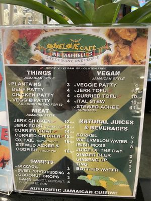 Menu at One Love Maebelle's Cafe in Worcester