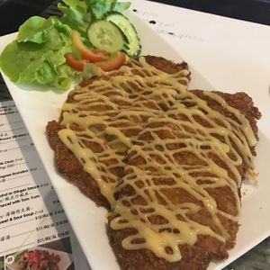 crispy soy chicken with mango sauce  at Veggie House in Canley Vale