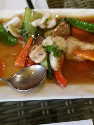 Mixed veggies and noodles at Veggie House in Canley Vale