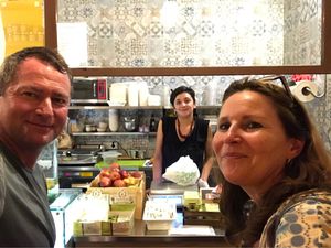 Friendly and knowledgeable owner, and two satisfied customers!   at Rumi Bottega Organica in Rome