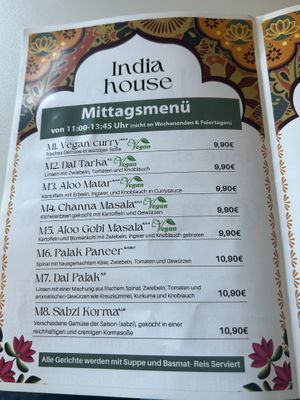 Lunch Menu  at India House in Stuttgart