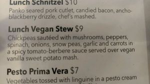 lunch vegan stew on menu at Soup Spoon Cafe in Lansing