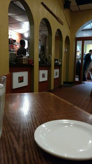 Too many things in customer's view that should not be: the back sides of machines and soup warming tubs.  at Soup Spoon Cafe in Lansing