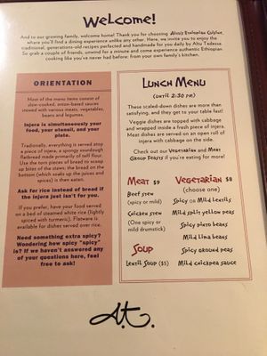 Menu at Altu's in East Lansing