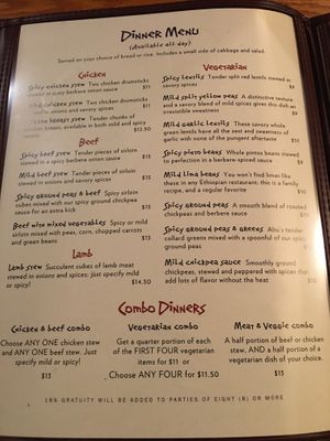 Menu at Altu's in East Lansing