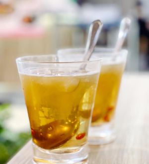 Chilled tea w Osmanthus Jelly ($3.90)   at Greendot 绿一点 - Paya Lebar in Central Singapore