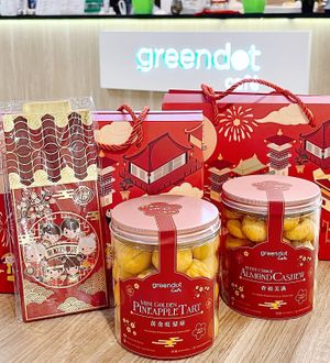 CNY goodies (Vegan)- Mini Golden Pineapple Tart ($23.80) & Petite Almond & Cashew Cookie ($20.80).  at Greendot 绿一点 - Paya Lebar in Central Singapore