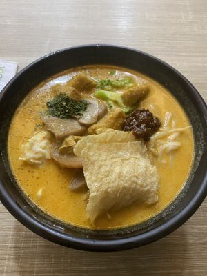 Vegan laksa  at Greendot 绿一点 - Paya Lebar in Central Singapore